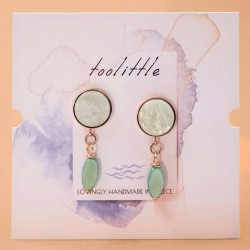 Inox Earrings with stones and fresh water pearls Handmade Stainless steel earrings with acrylic stones
