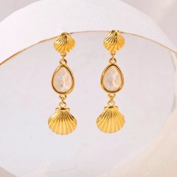 Handmade earrings with Swarovski crystals and metallic sea shells