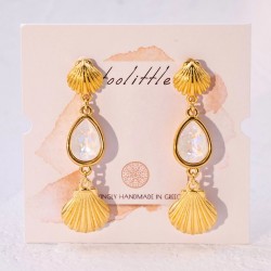 Handmade earrings with Swarovski crystals and metallic sea shells
