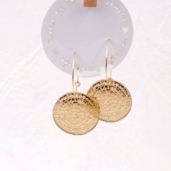 Hoop Earrings with Phaistos Disc Gold-plated hoop earrings with plexiglass part