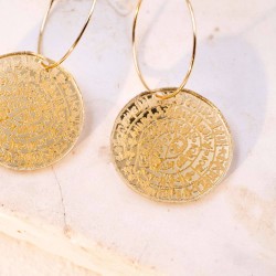 Hoop Earrings with Phaistos Disc Gold-plated hoop earrings with plexiglass part