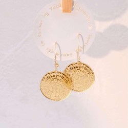 Hoop Earrings with Phaistos Disc Gold-plated hoop earrings with plexiglass part