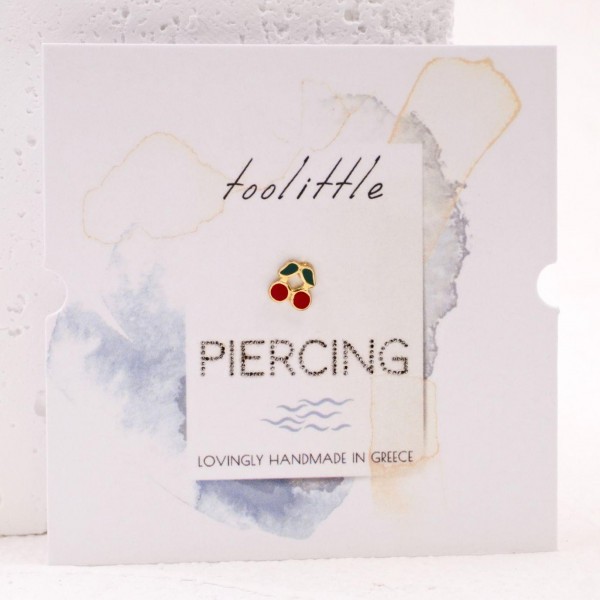 Σκουλαρίκι Piercing κερασάκια από ατσάλι και σμάλτο Σκουλαρίκι Piercing κερασάκια από ατσάλι και σμάλτο