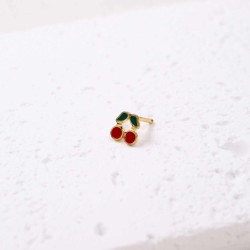 Σκουλαρίκι Piercing κερασάκια από ατσάλι και σμάλτο Σκουλαρίκι Piercing κερασάκια από ατσάλι και σμάλτο