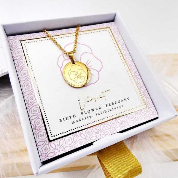 Birth Flower Necklace- Violet for February Birth Flower Necklace- Violet for February