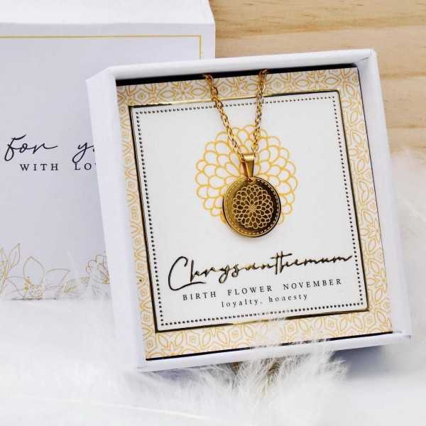 Κολιέ Birth Flower - Chrysanthemum for November