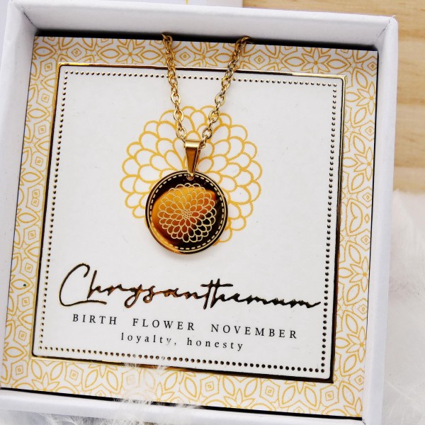 Κολιέ Birth Flower - Chrysanthemum for November