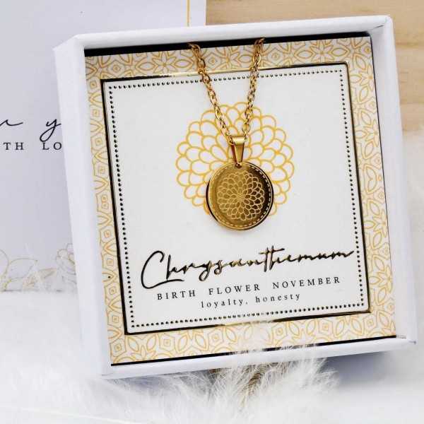 Κολιέ Birth Flower - Chrysanthemum for November
