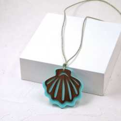 Plexi Shell Long Necklace Handmade necklace made of cord with plexiglass shell and gold-plated parts