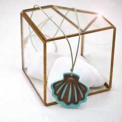 Plexi Shell Long Necklace Handmade necklace made of cord with plexiglass shell and gold-plated parts