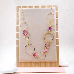 Plexi Circles Long Necklace Handmade long necklace made of chain and plexiglass with gold-plated parts