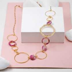 Plexi Circles Long Necklace Handmade long necklace made of chain and plexiglass with gold-plated parts