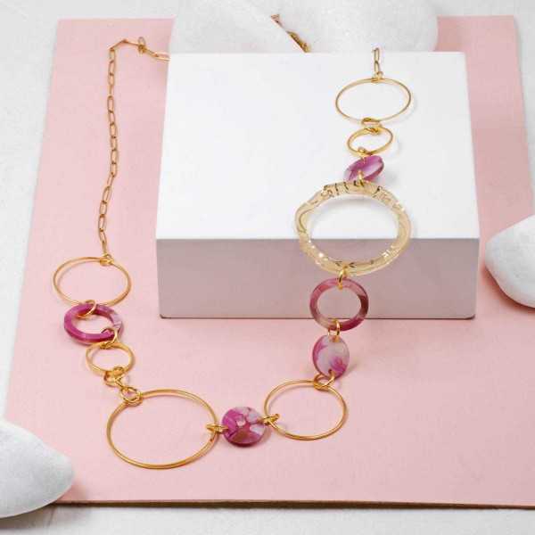 Plexi Circles Long Necklace Handmade long necklace made of chain and plexiglass with gold-plated parts
