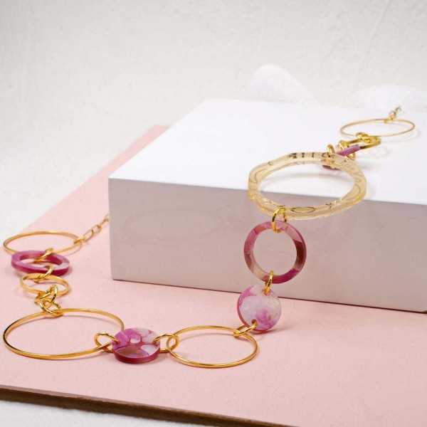 Plexi Circles Long Necklace Handmade long necklace made of chain and plexiglass with gold-plated parts