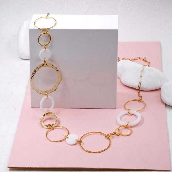 Plexi Circles Long Necklace Handmade long necklace made of chain and plexiglass with gold-plated parts