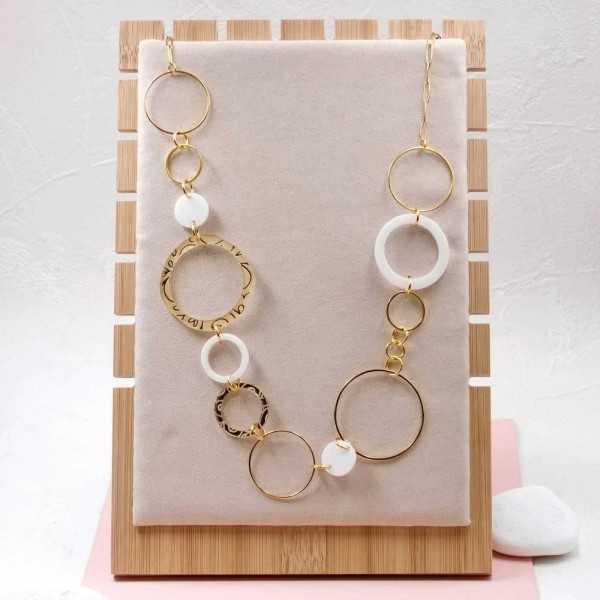 Plexi Circles Long Necklace Handmade long necklace made of chain and plexiglass with gold-plated parts