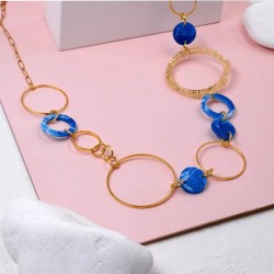Plexi Circles Long Necklace Handmade long necklace made of chain and plexiglass with gold-plated parts