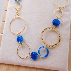 Plexi Circles Long Necklace Handmade long necklace made of chain and plexiglass with gold-plated parts