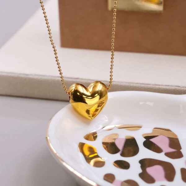 Gold-plated Heart Necklace Handmade short necklace with 24K gold-plated heart