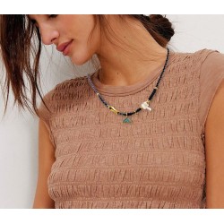 Necklace made of agate with evil eye Handmade necklace made of stainless steel chain and semiprecious stones