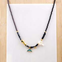 Necklace made of agate with evil eye Handmade necklace made of stainless steel chain and semiprecious stones