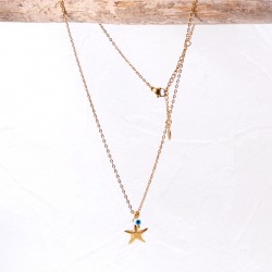 Gold-plated chain necklace with metallic starfish Chain necklace and gold-plated parts made of stainless steel
