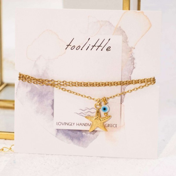 Gold-plated chain necklace with metallic starfish Chain necklace and gold-plated parts made of stainless steel