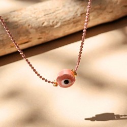 Σετ από 3 κολιέ αλυσίδα με Κεραμικό Μάτι Σετ από 3 κολιέ με χρωματιστή αλυσίδα μπίλια και επίχρυσα στοιχεία
