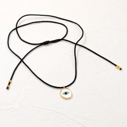 Necklace made of cord and enamelled evil eye Handmade necklace made of cord, enamel and gold-plated parts