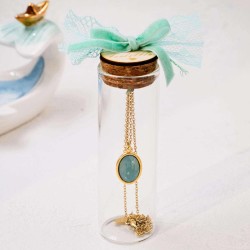 Κολιέ κρύσταλλο Swarovski σε γυάλινο μπουκαλάκι Xειροποίητo επίχρυσο κολιέ με κρύσταλλο Swarovski σε γυάλινο μπουκαλάκι