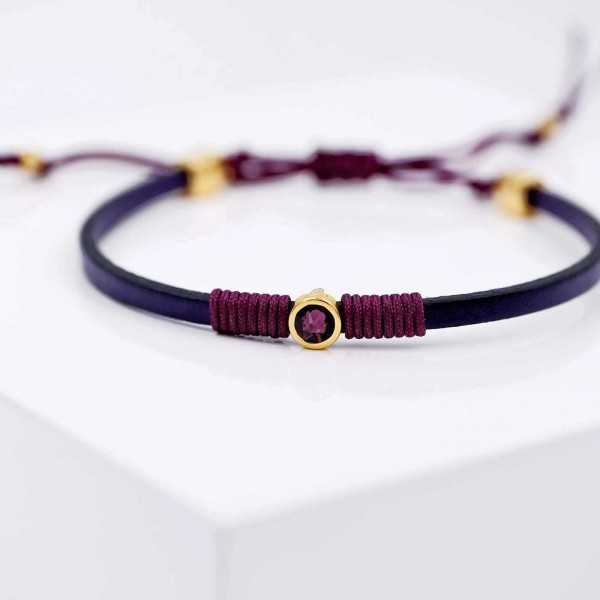 Leather bracelet with Swarovski crystal Leather bracelet with Swarovski crystal in gold-plating