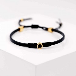 Δερμάτινο βραχιόλι με κρύσταλλο Swarovski Δερμάτινο βραχιόλι γυναικείο με κρύσταλλο Swarovski σε επίχρυση επιμετάλλωση