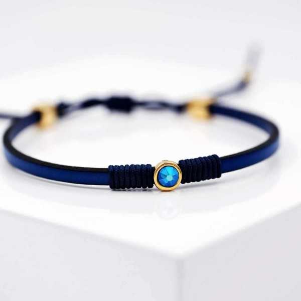 Leather bracelet with Swarovski crystal Leather bracelet with Swarovski crystal in gold-plating