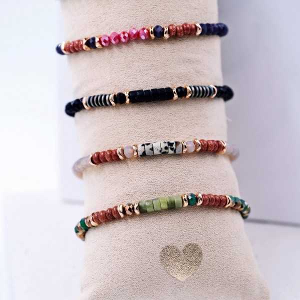 Handmade set of 5 bracelets with crystals and semiprecious stones Handmade set of 5 bracelets with crystals and semiprecious stones