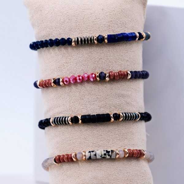 Handmade set of 5 bracelets with crystals and semiprecious stones Handmade set of 5 bracelets with crystals and semiprecious stones