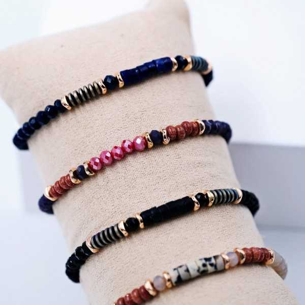 Handmade set of 5 bracelets with crystals and semiprecious stones Handmade set of 5 bracelets with crystals and semiprecious stones