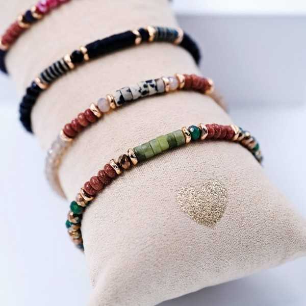 Handmade set of 5 bracelets with crystals and semiprecious stones Handmade set of 5 bracelets with crystals and semiprecious stones