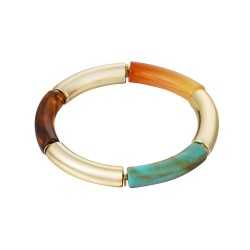 Ελαστικό βραχιόλι με στοιχεία από ακρυλικό και επίχρυσα στοιχεία Ελαστικό βραχιόλι με στοιχεία από ακρυλικό και επίχρυσα στοιχεία