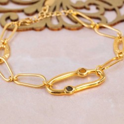 Chain bracelet with 24K gold-plating and enamel