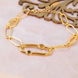 Chain bracelet with 24K gold-plating and enamel
