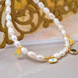 2026 Fresh Water Pearls Lucky Bracelet Handmade lucky bracelet made of fresh water pearls, crystals and enamel