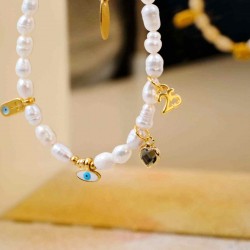 2026 Fresh Water Pearls Lucky Bracelet Handmade lucky bracelet made of fresh water pearls, crystals and enamel