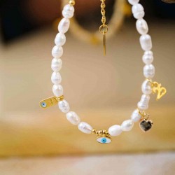 2026 Fresh Water Pearls Lucky Bracelet Handmade lucky bracelet made of fresh water pearls, crystals and enamel