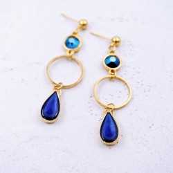 Σκουλαρίκια με κρύσταλλα Swarovski και σταγόνες από γυαλί Σκουλαρίκια με κρίκους, κρύσταλλα Swarovski και σταγόνες από γυαλί vitraux