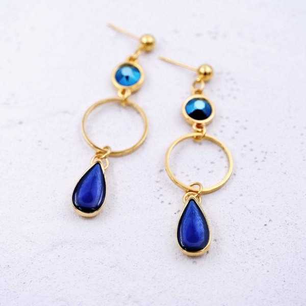 Σκουλαρίκια με κρύσταλλα Swarovski και σταγόνες από γυαλί Σκουλαρίκια με κρίκους, κρύσταλλα Swarovski και σταγόνες από γυαλί vitraux