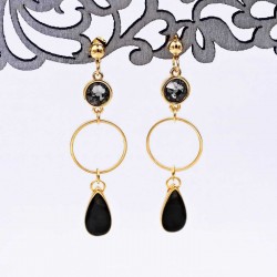 Σκουλαρίκια με κρύσταλλα Swarovski και σταγόνες από γυαλί Σκουλαρίκια με κρίκους, κρύσταλλα Swarovski και σταγόνες από γυαλί vitraux
