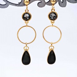 Σκουλαρίκια με κρύσταλλα Swarovski και σταγόνες από γυαλί Σκουλαρίκια με κρίκους, κρύσταλλα Swarovski και σταγόνες από γυαλί vitraux