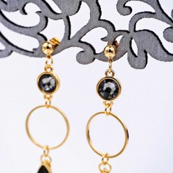 Σκουλαρίκια με κρύσταλλα Swarovski και σταγόνες από γυαλί Σκουλαρίκια με κρίκους, κρύσταλλα Swarovski και σταγόνες από γυαλί vitraux