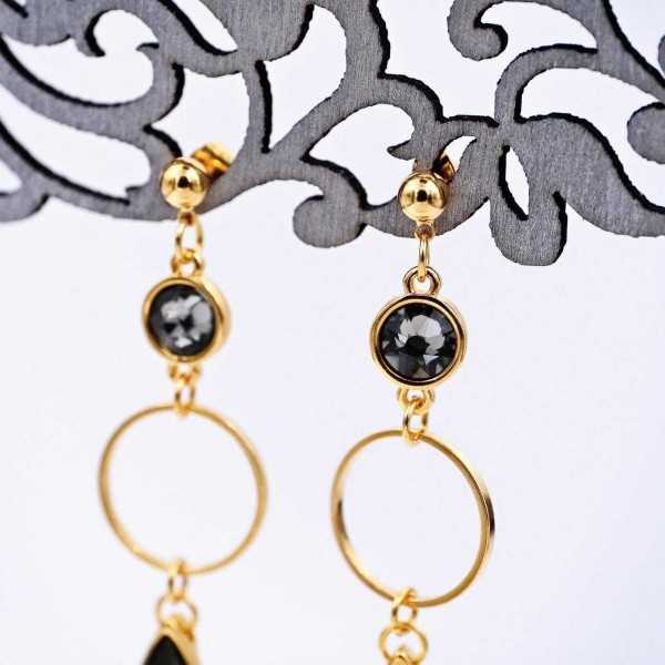 Σκουλαρίκια με κρύσταλλα Swarovski και σταγόνες από γυαλί Σκουλαρίκια με κρίκους, κρύσταλλα Swarovski και σταγόνες από γυαλί vitraux