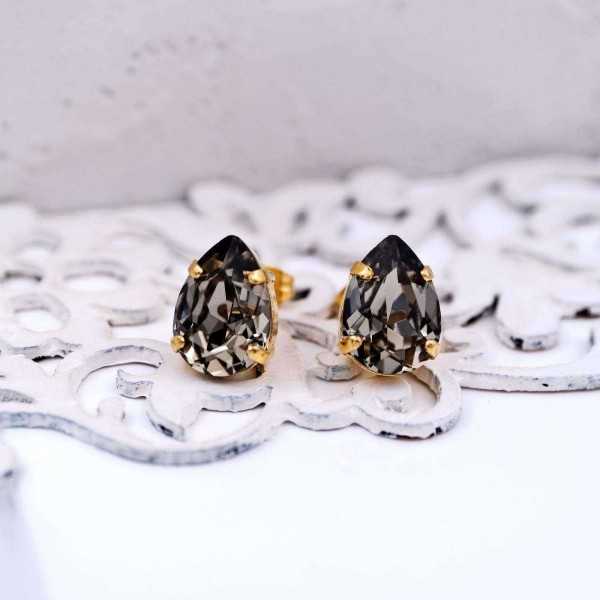 Stud earrings with crystals  Stud earrings with crystals in 24Κ gold-plating